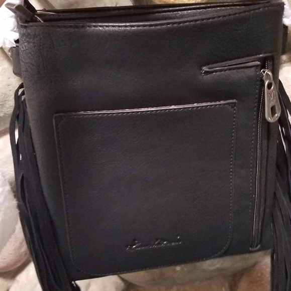 Montana West Concealed Carry Cross Body Bag Purse Black Feather Fringe NEW - Picture 4 of 6